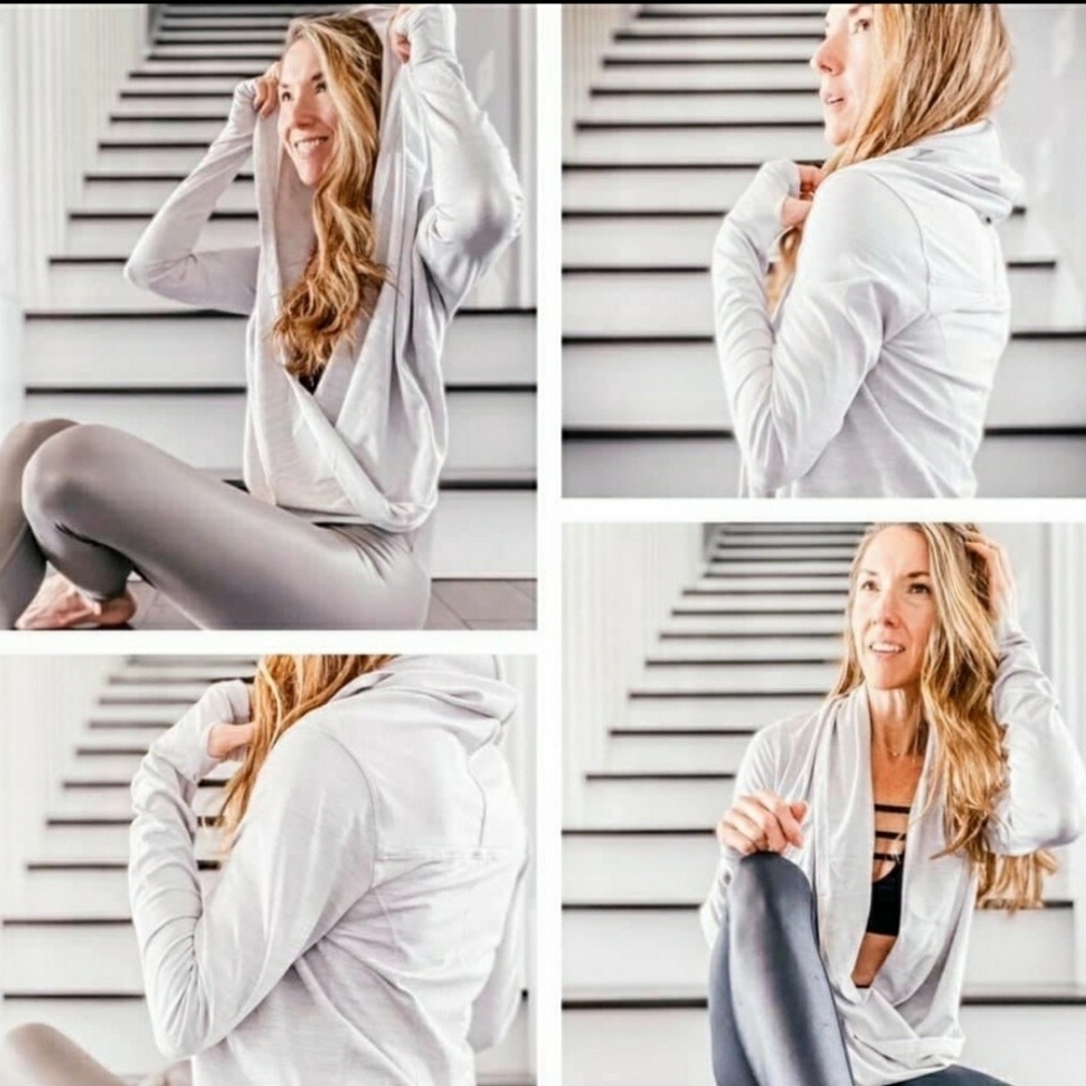 🖤SOLD🖤 ZYIA Grey-Cream Yoga Shawl